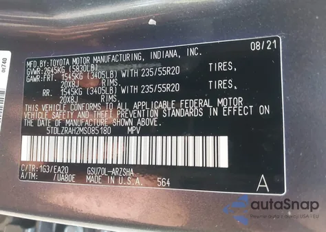 2021 Toyota Highlander Xse z USA, uszkodzony, nr VIN 5TDLZRAH2MS085180